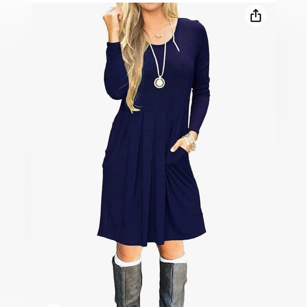 Women’s Todolor Women’s Pleated Spring/Summer/Fall Dress Size XL Color Navy
